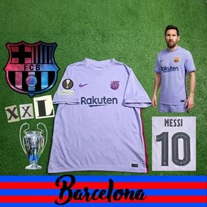 Nike FC Barcelona Lionel Messi #10 2021/2022 Away Purple Jersey Rare XXL